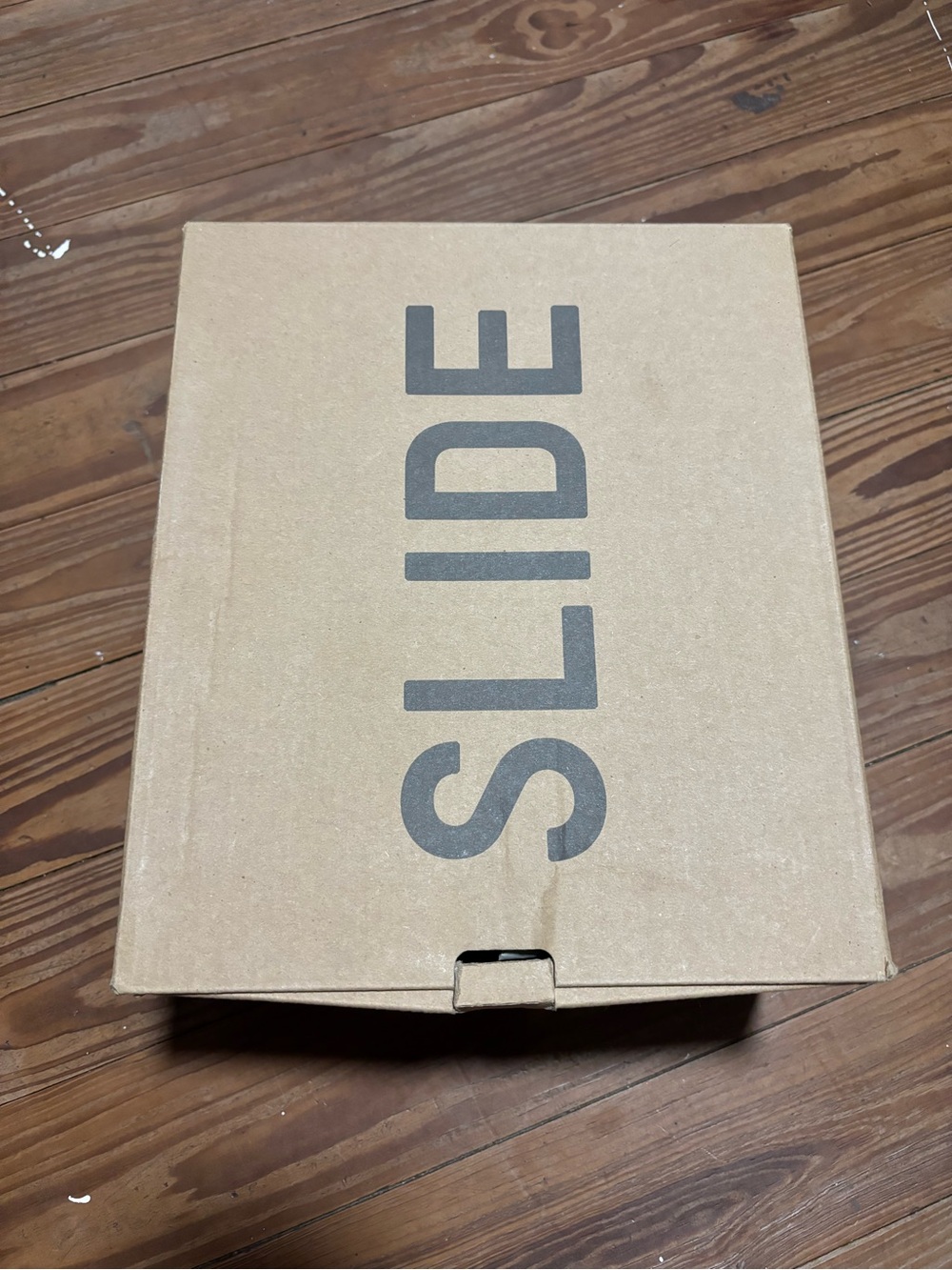 adidas Yeezy Slide Box in Kraft Brown with Black Print